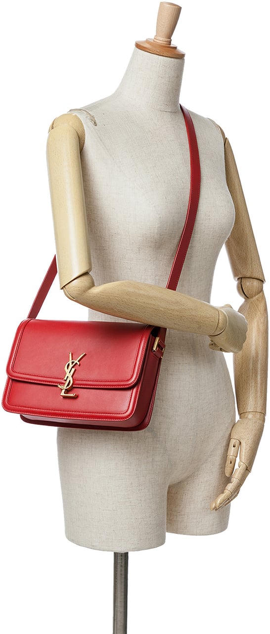 Saint Laurent Medium Calfskin Solferino Satchel In Box Rood