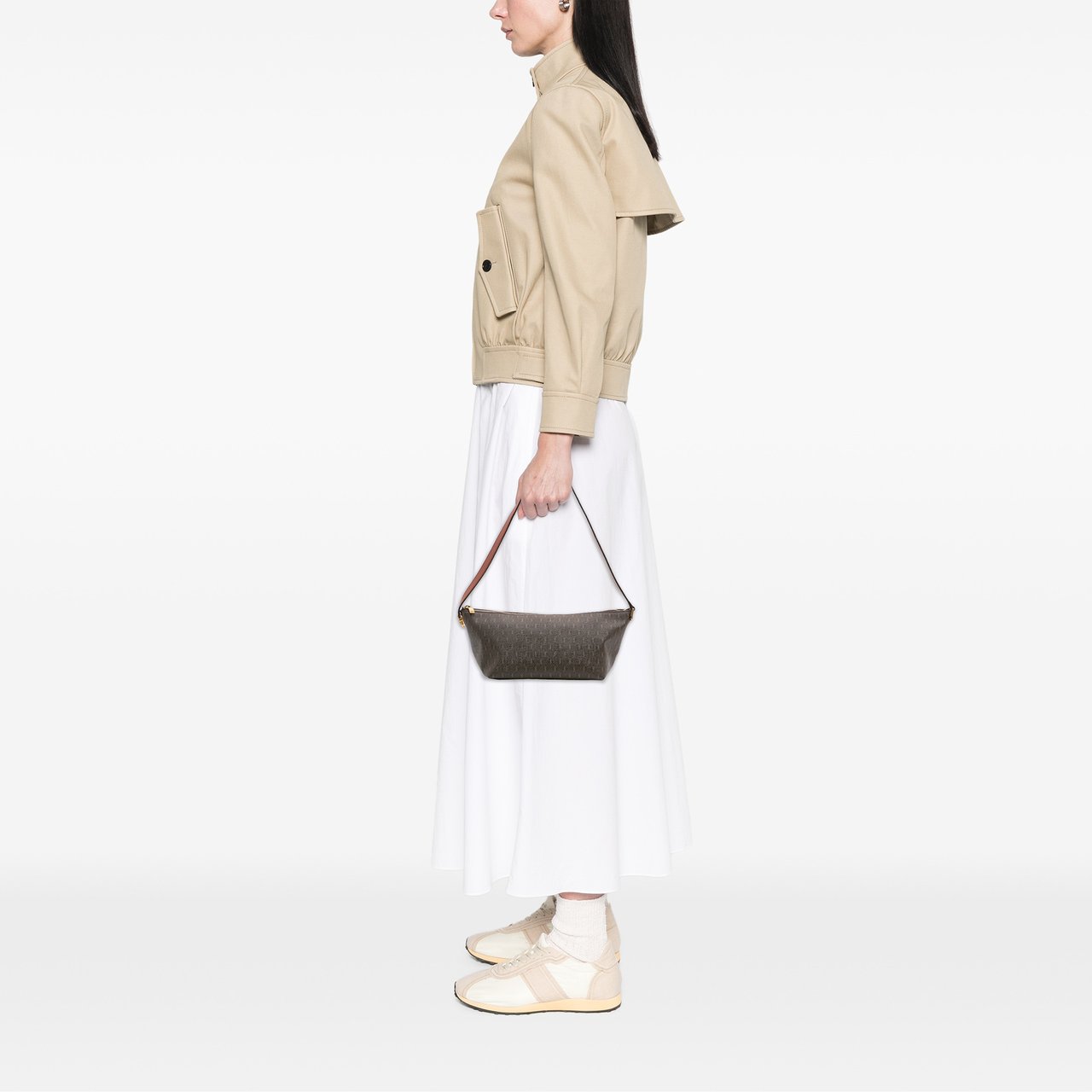 Saint Laurent Coated Canvas Le Monogramme Shoulder Bag Bruin