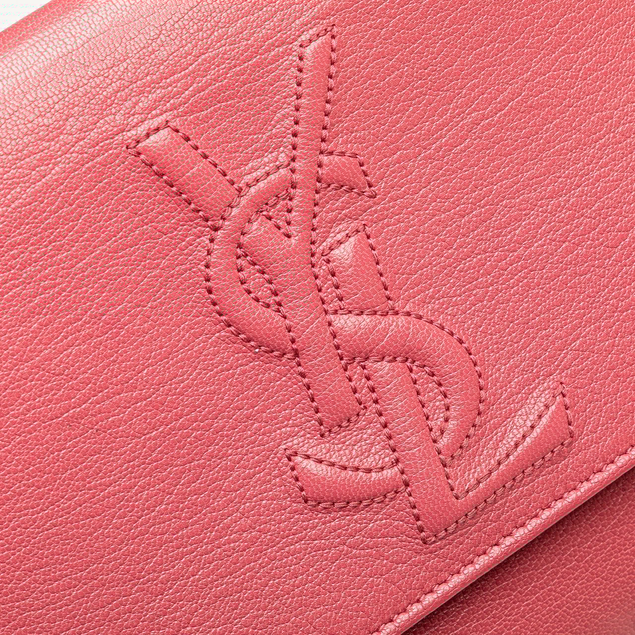 Saint Laurent Large Leather Belle de Jour Clutch Roze