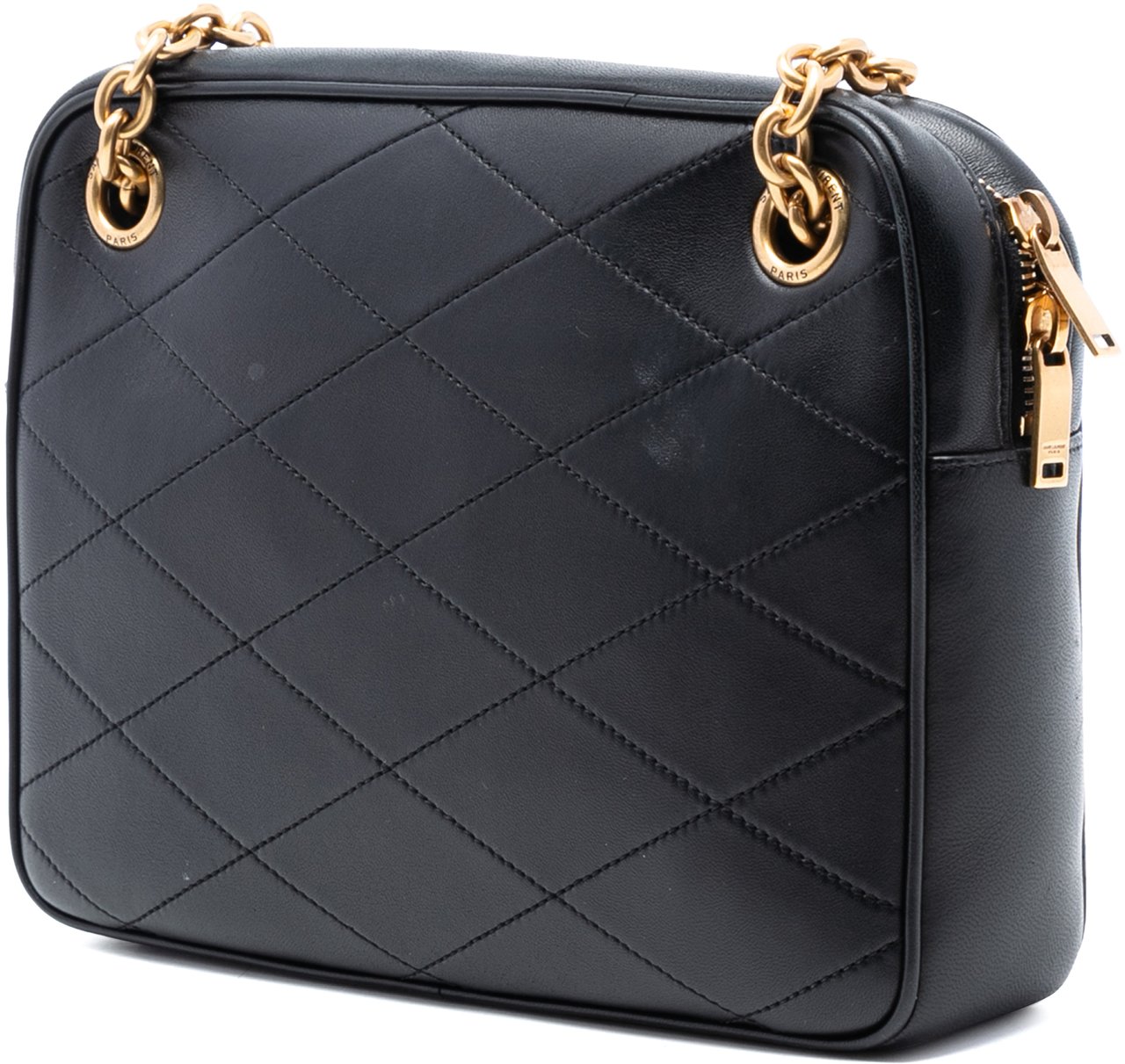 Saint Laurent Quilted Lambskin Le Maillon Chain Shoulder Bag Zwart