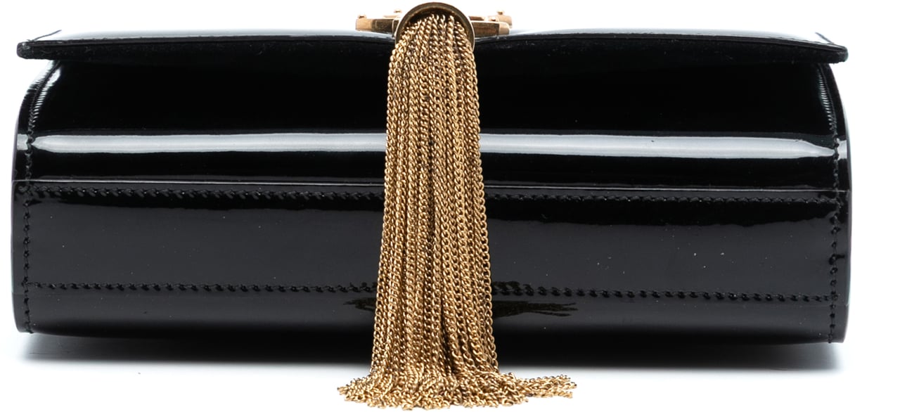Saint Laurent Small Patent Monogram Kate Tassel Crossbody Zwart