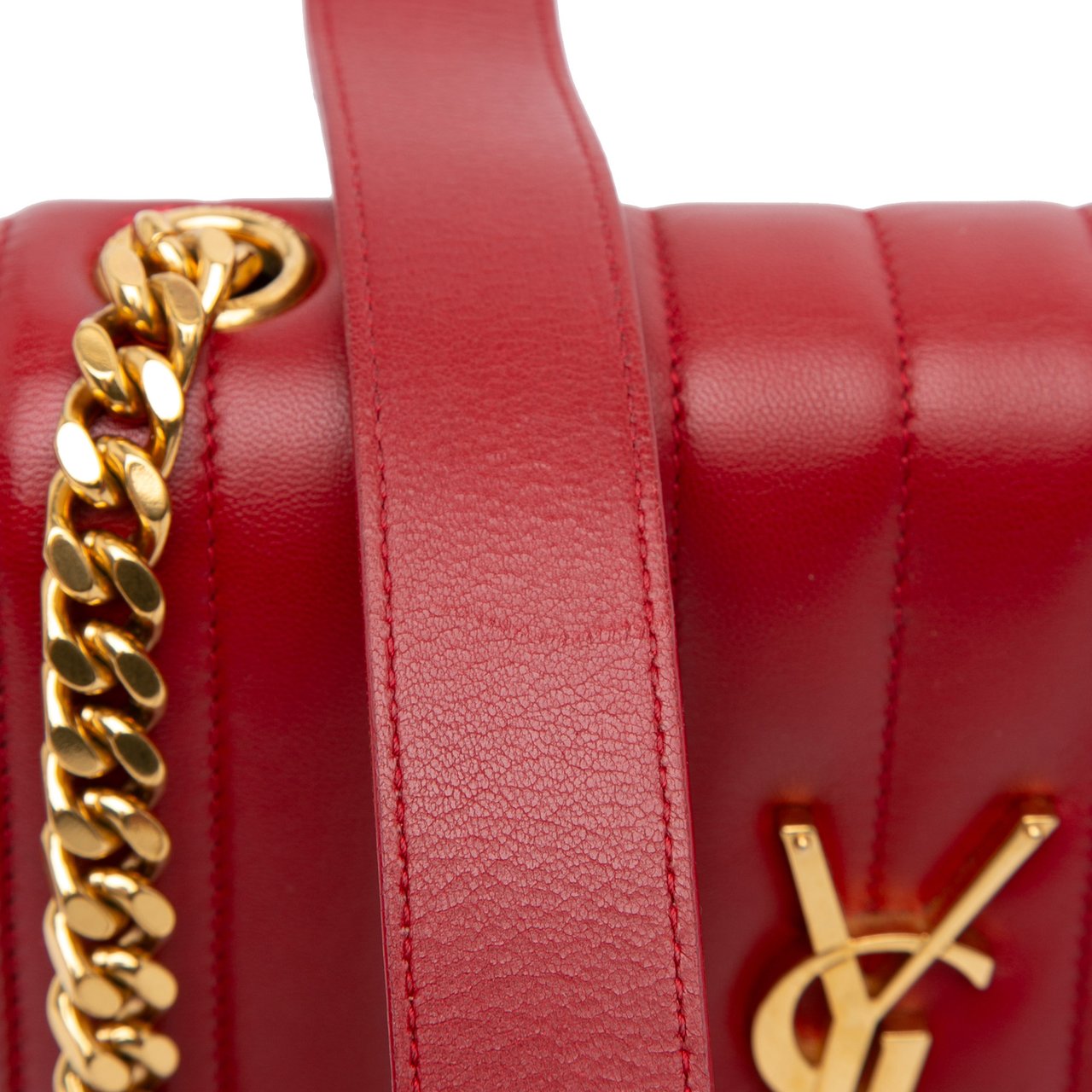 Saint Laurent Medium Lambskin Monogram Vicky Chain Bag Rood