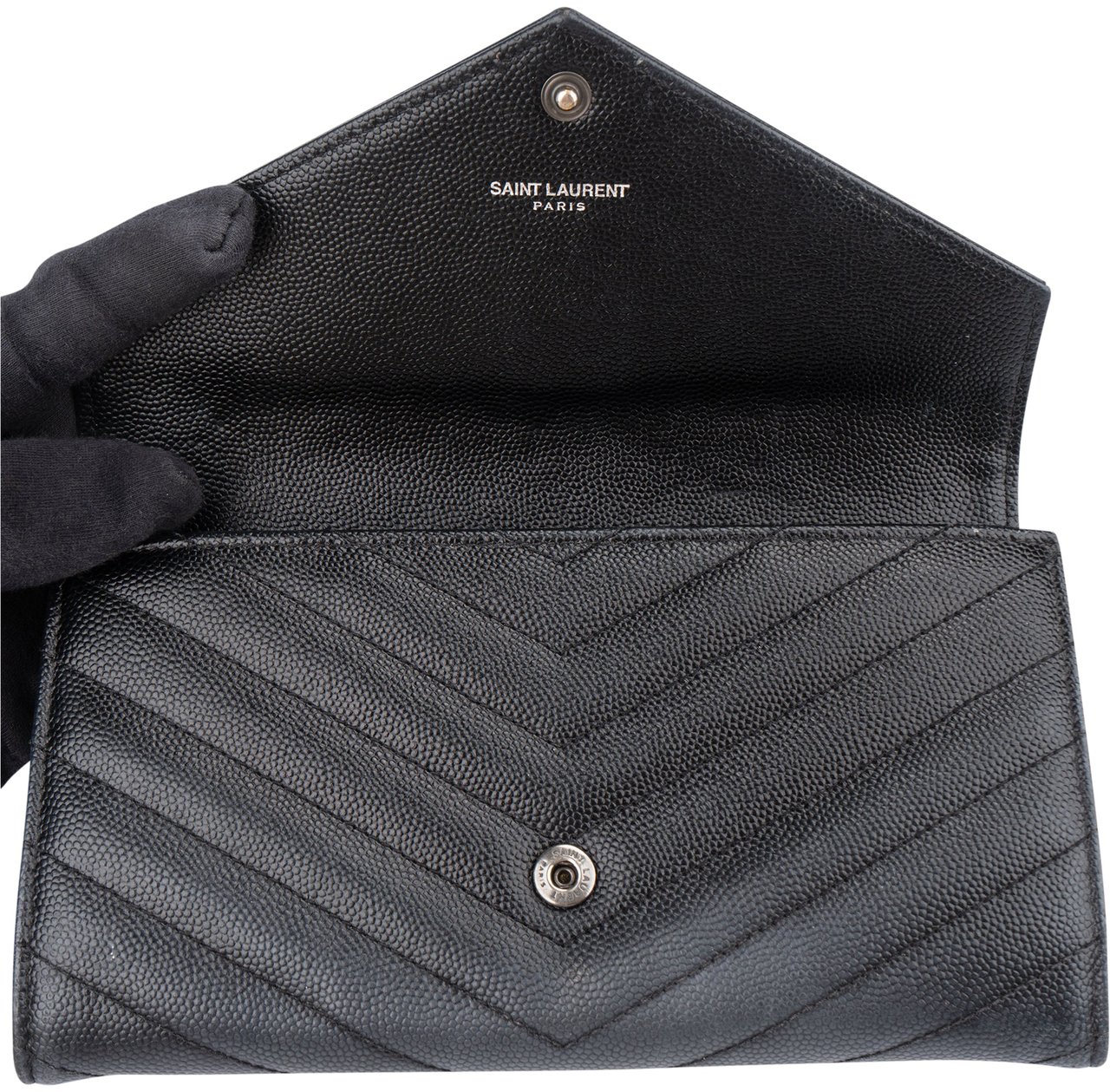 Saint Laurent Saint Laurent Chevron Leather Wallet Divers