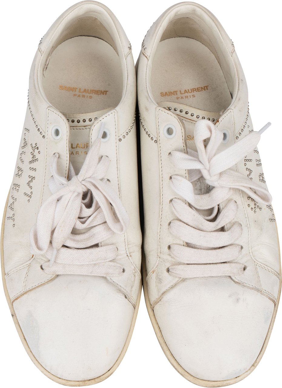Saint Laurent Saint Laurent White Leather Pins Sneaker (41) Wit