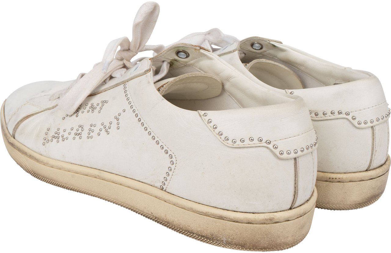 Saint Laurent Saint Laurent White Leather Pins Sneaker (41) Wit