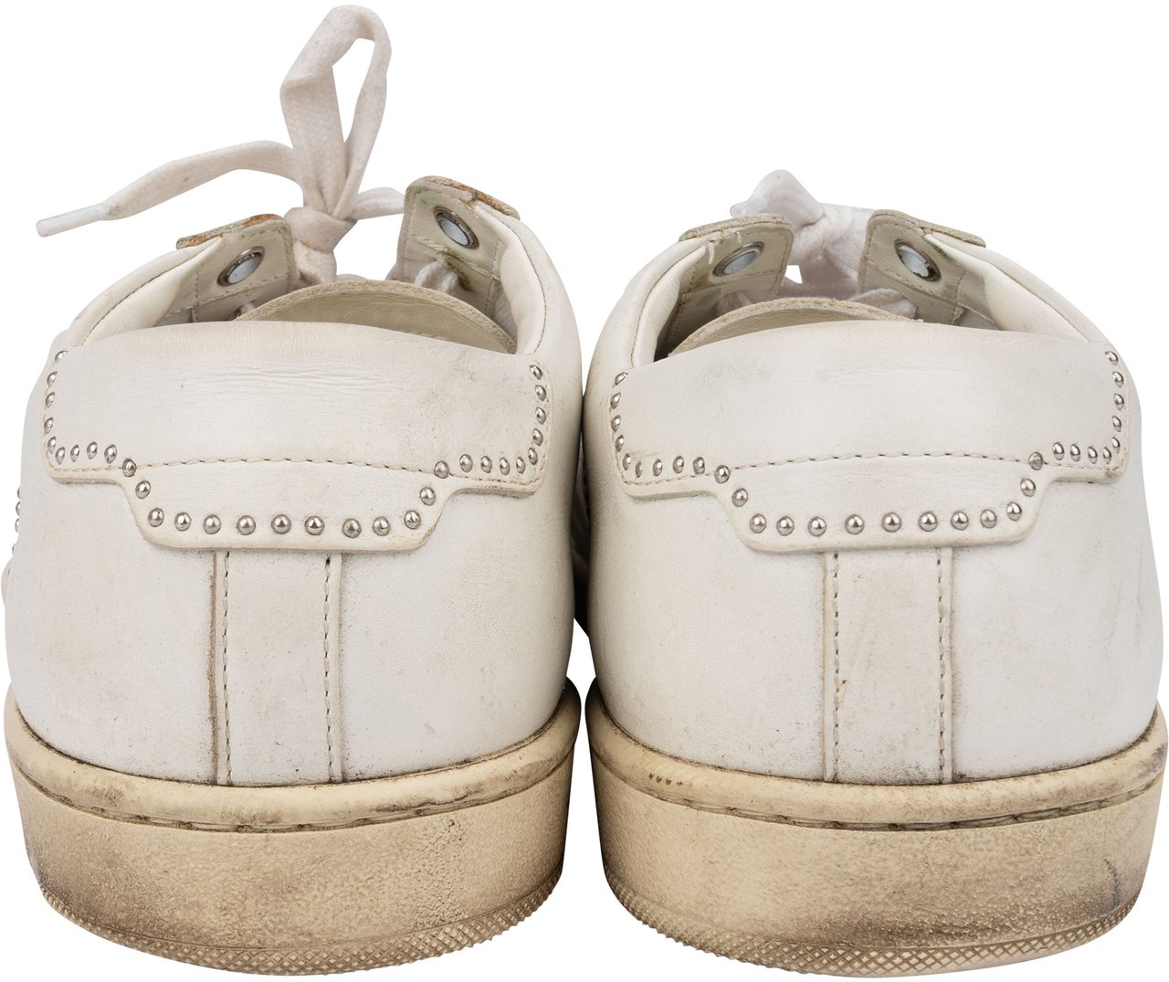 Saint Laurent Saint Laurent White Leather Pins Sneaker (41) Wit