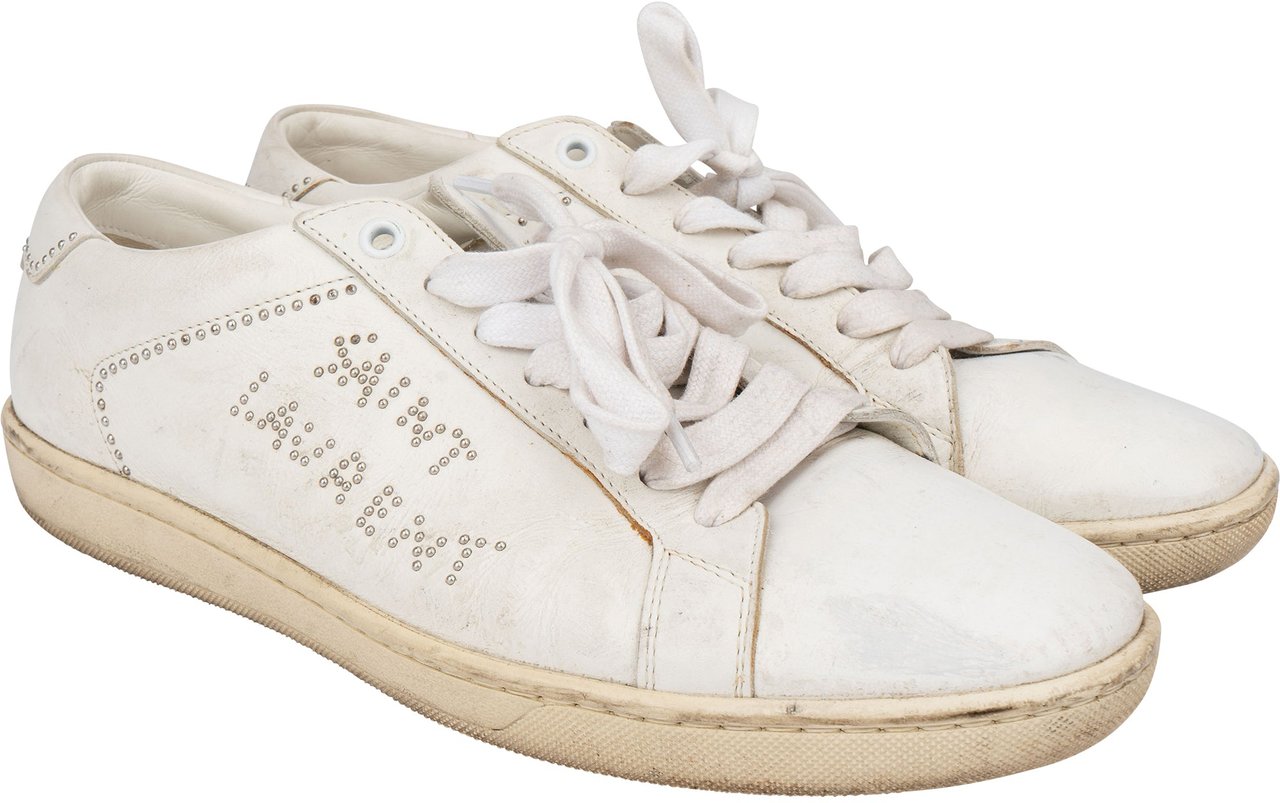 Saint Laurent Saint Laurent White Leather Pins Sneaker (41) Wit