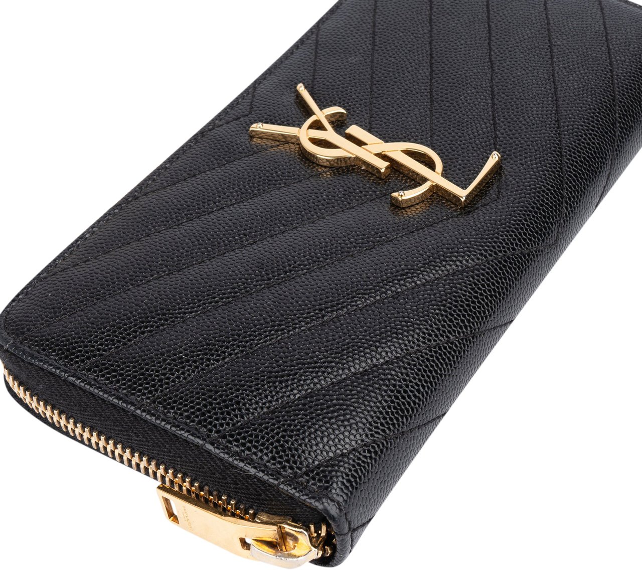 Saint Laurent Saint Laurent Black Caviar Leather YSL Wallet Zwart