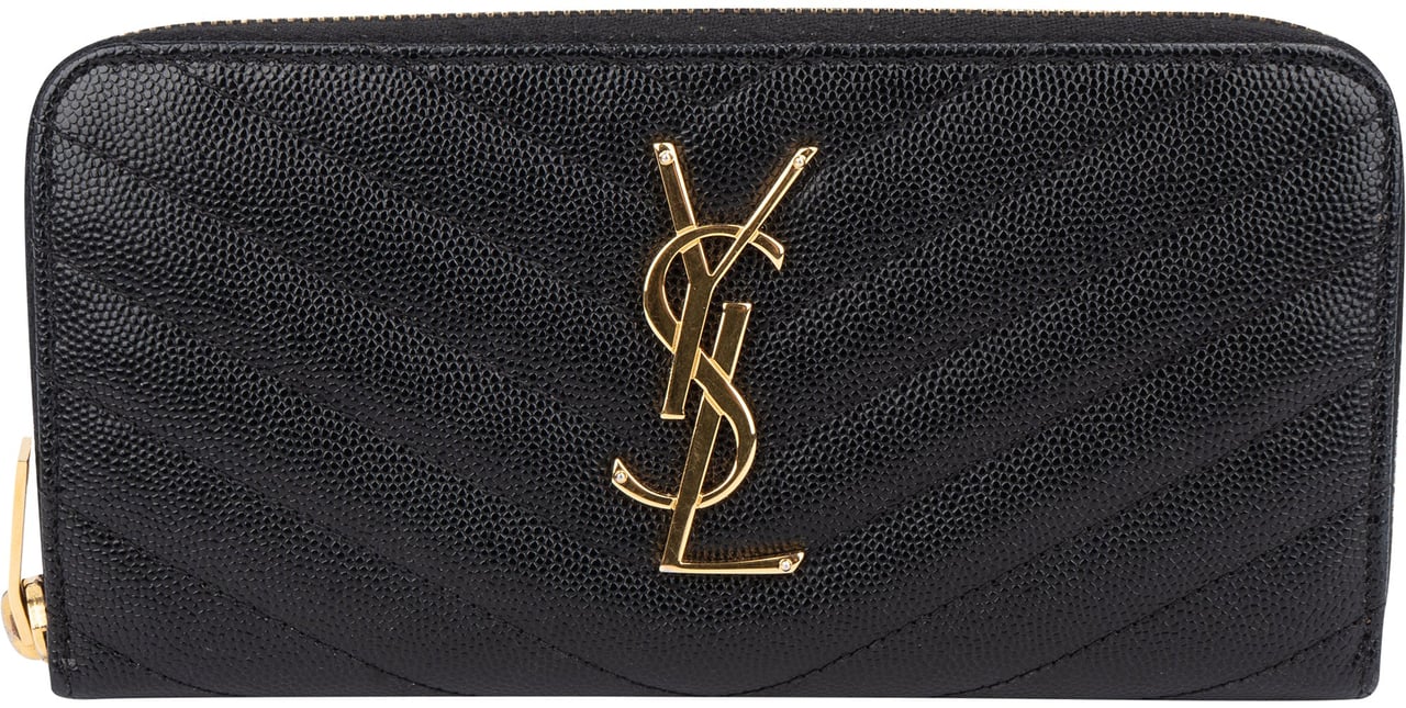 Saint Laurent Saint Laurent Black Caviar Leather YSL Wallet Zwart