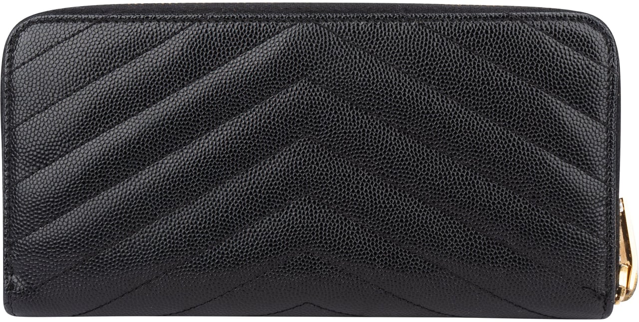 Saint Laurent Saint Laurent Black Caviar Leather YSL Wallet Zwart