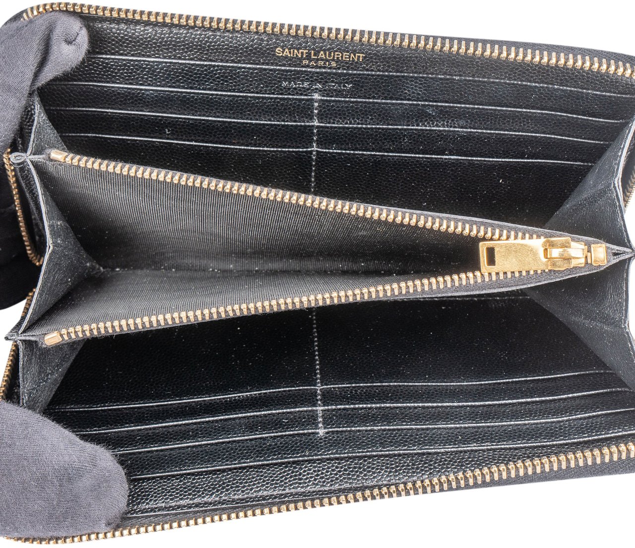 Saint Laurent Saint Laurent Black Caviar Leather YSL Wallet Zwart