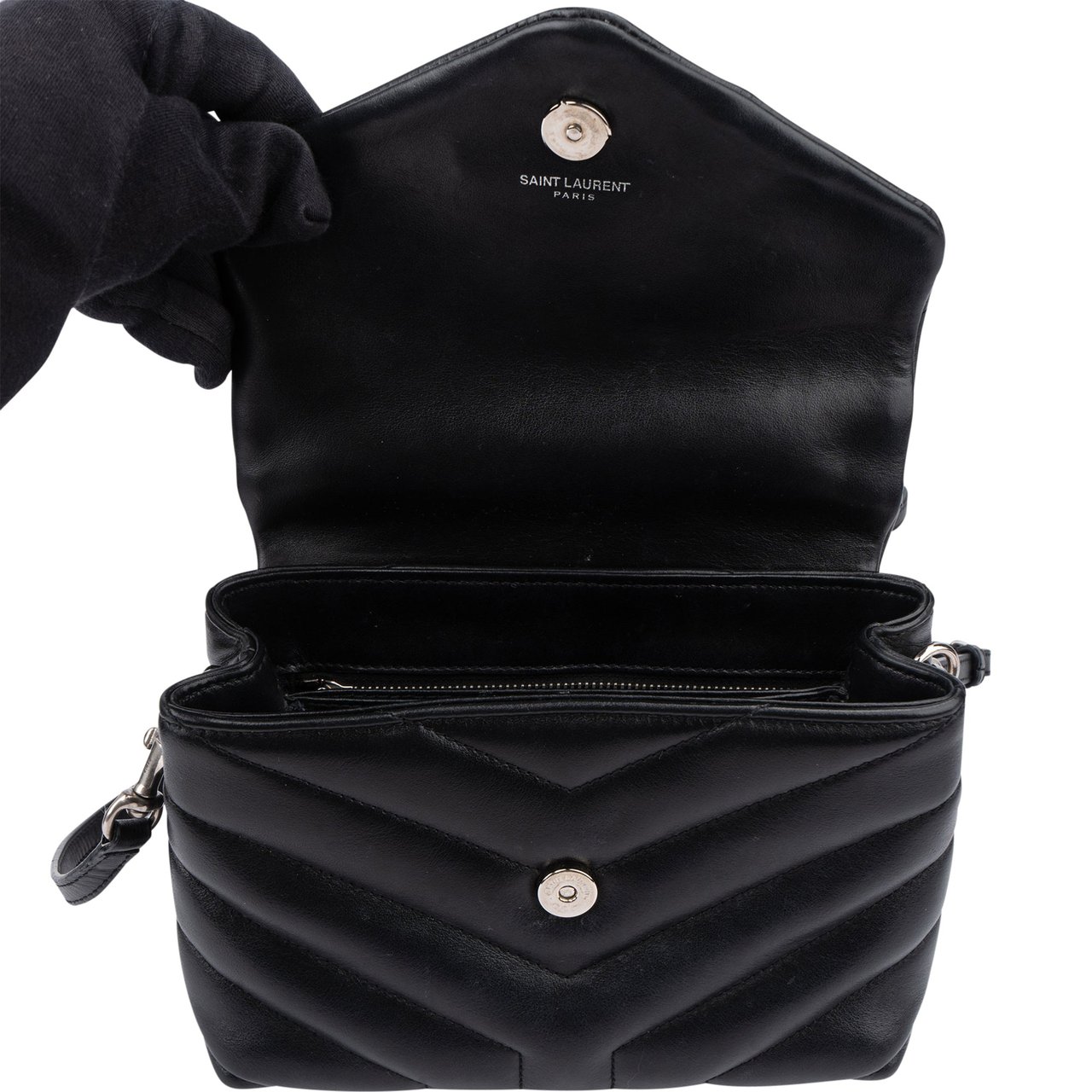 Saint Laurent Saint Laurent Quilted Leather Lou Lou Crossbody Bag Zwart