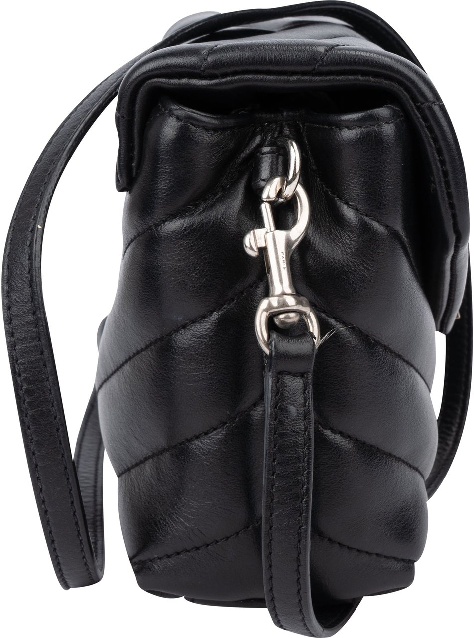 Saint Laurent Saint Laurent Quilted Leather Lou Lou Crossbody Bag Zwart