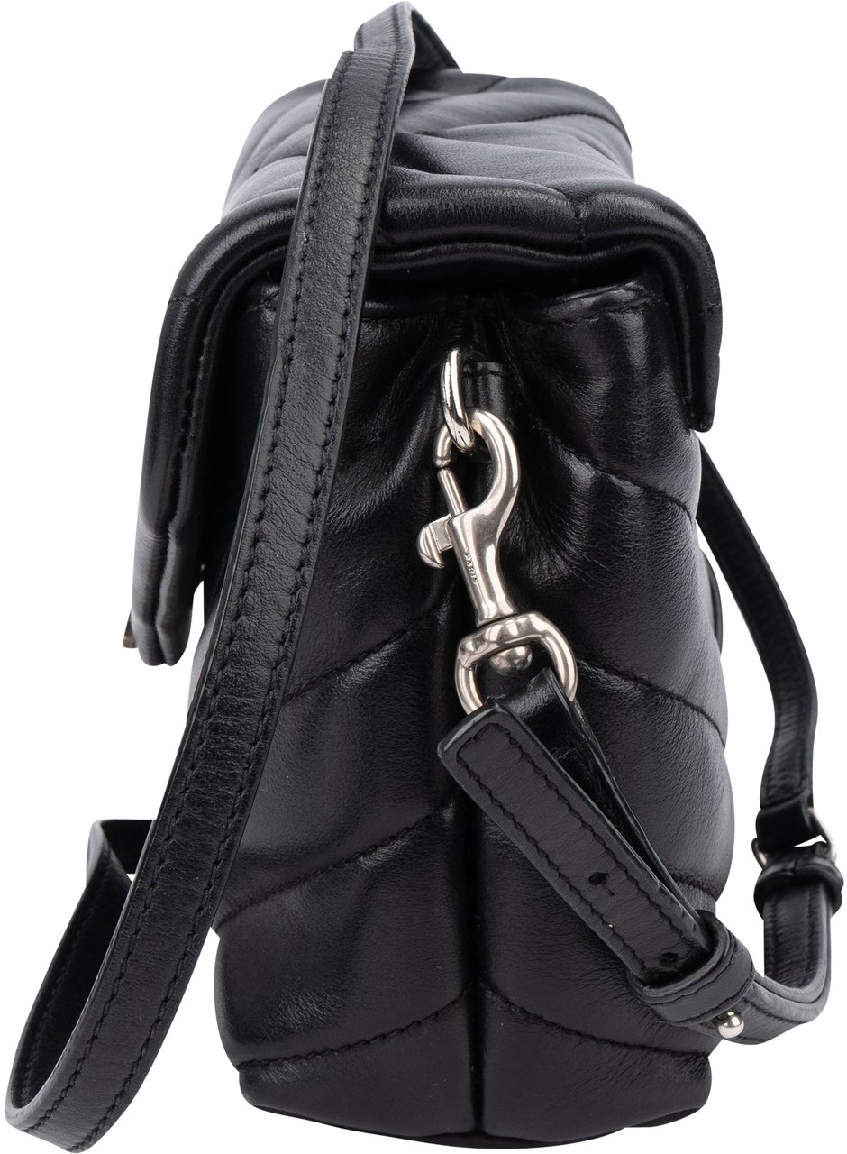 Saint Laurent Saint Laurent Quilted Leather Lou Lou Crossbody Bag Zwart