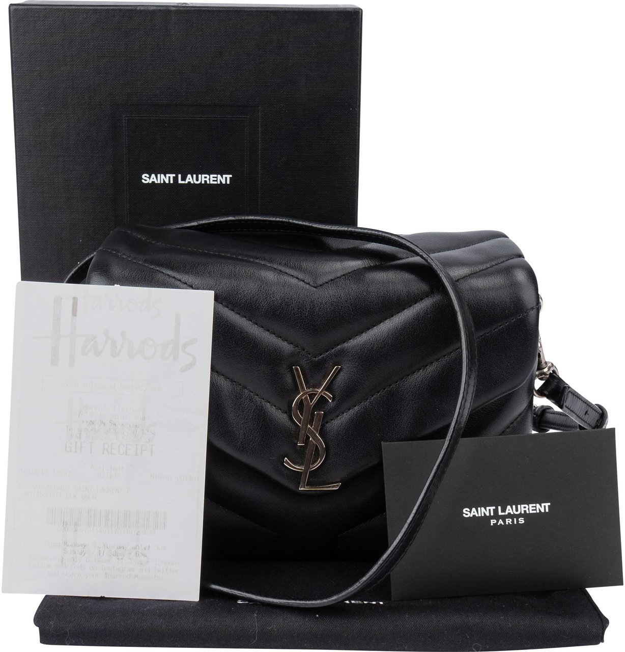 Saint Laurent Saint Laurent Quilted Leather Lou Lou Crossbody Bag Zwart
