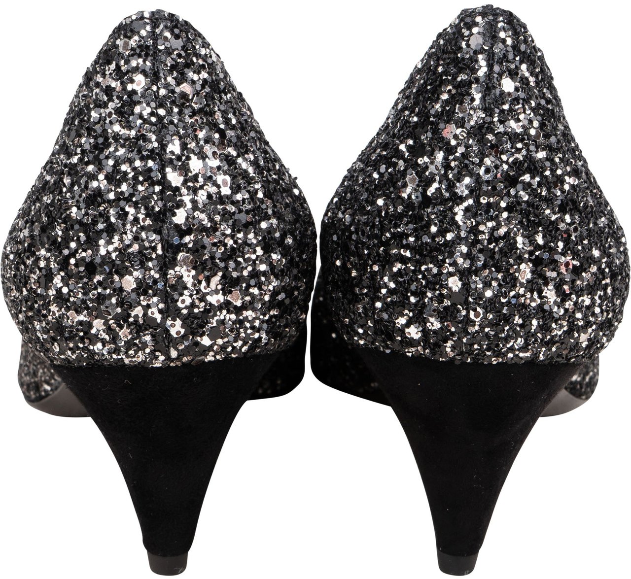 Saint Laurent Black Glitter Show Pumps (37) Zwart