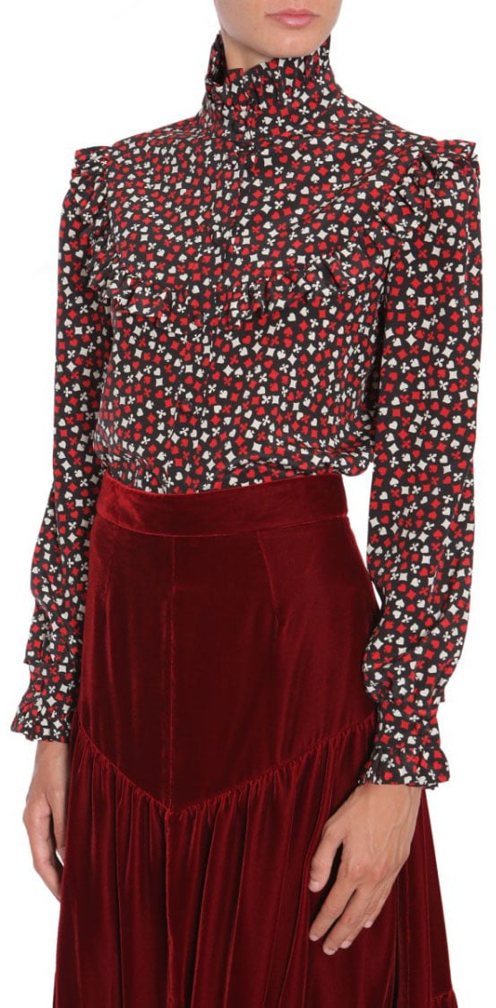 Saint Laurent Stand Up Collar Blouse Zwart