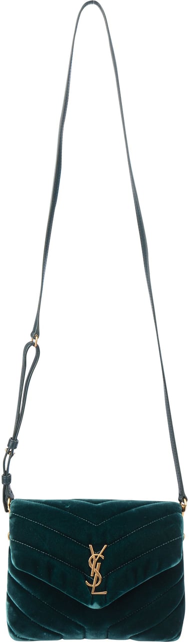 Saint Laurent Saint Laurent Green Satin Loulou Crossbody Bag Groen
