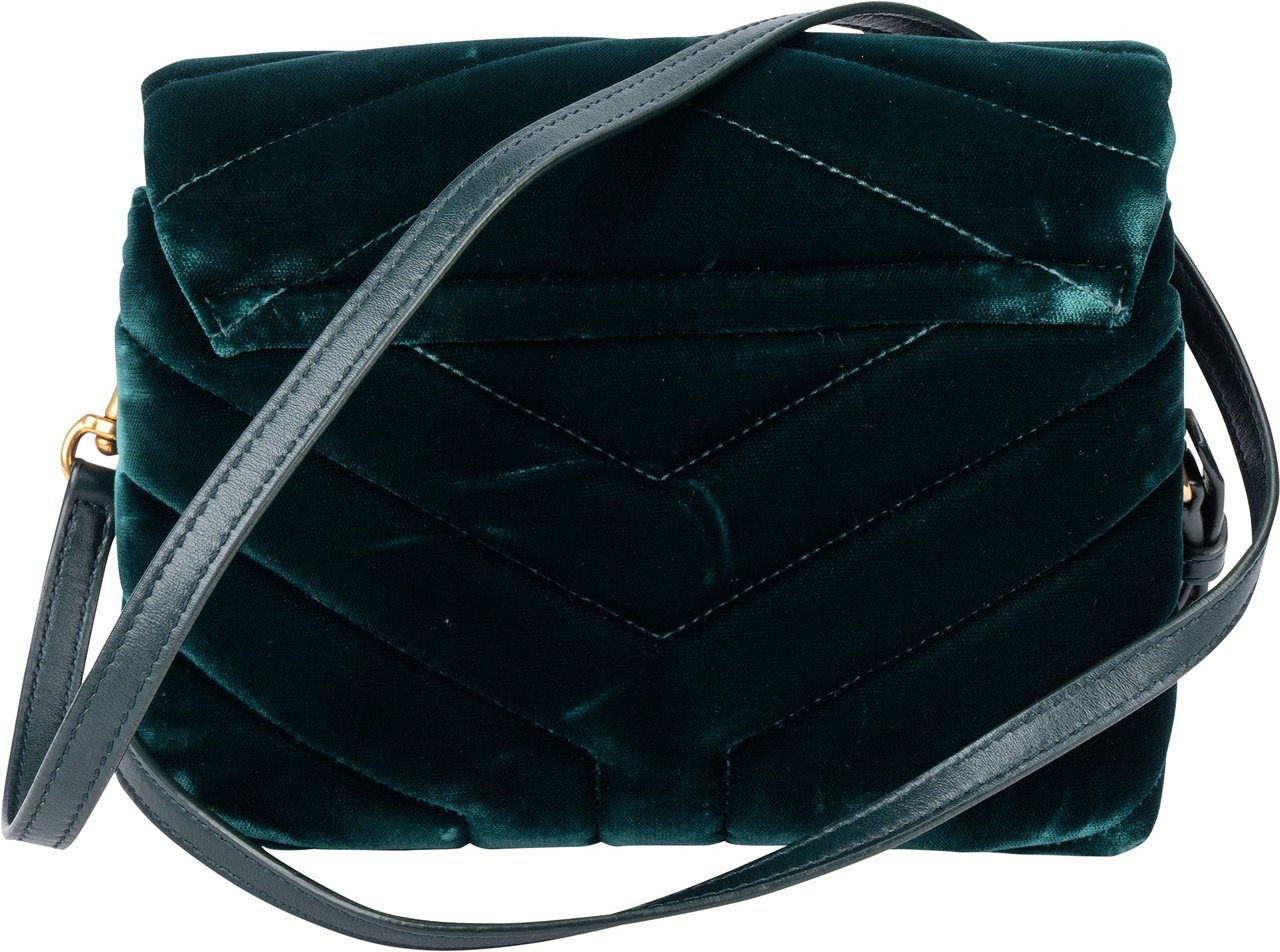 Saint Laurent Saint Laurent Green Satin Loulou Crossbody Bag Groen