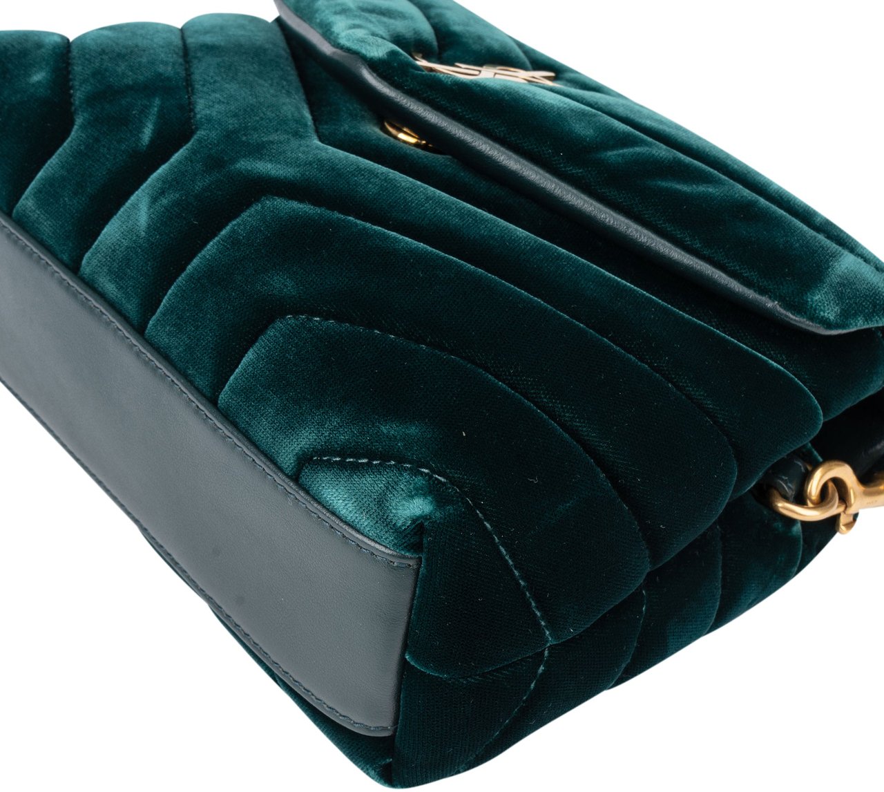 Saint Laurent Saint Laurent Green Satin Loulou Crossbody Bag Groen