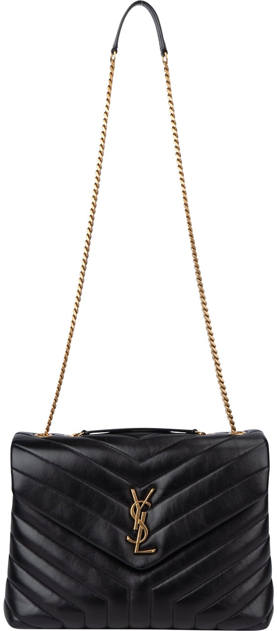 Saint Laurent Saint Laurent Quilted Leather Lou Lou Crossbody Bag Zwart