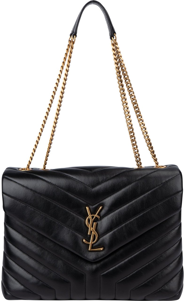 Saint Laurent Saint Laurent Quilted Leather Lou Lou Crossbody Bag Zwart