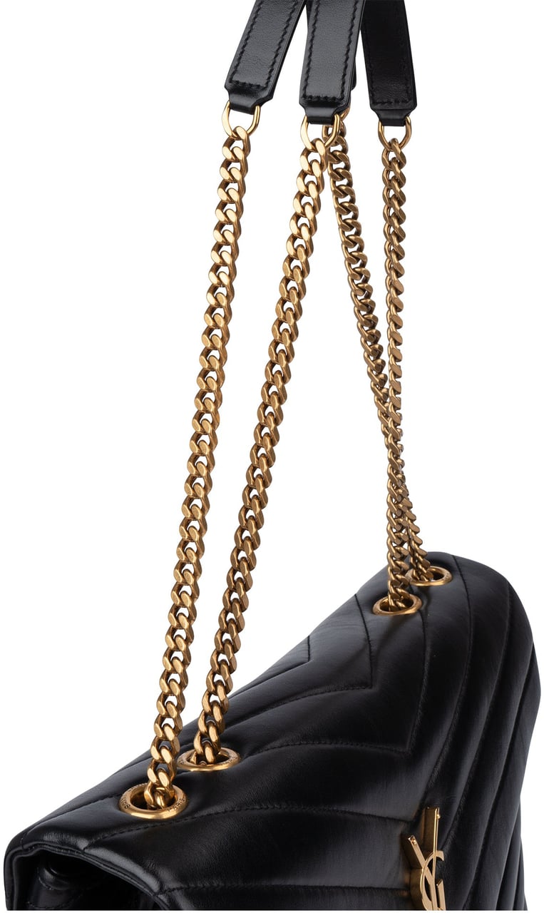 Saint Laurent Saint Laurent Quilted Leather Lou Lou Crossbody Bag Zwart