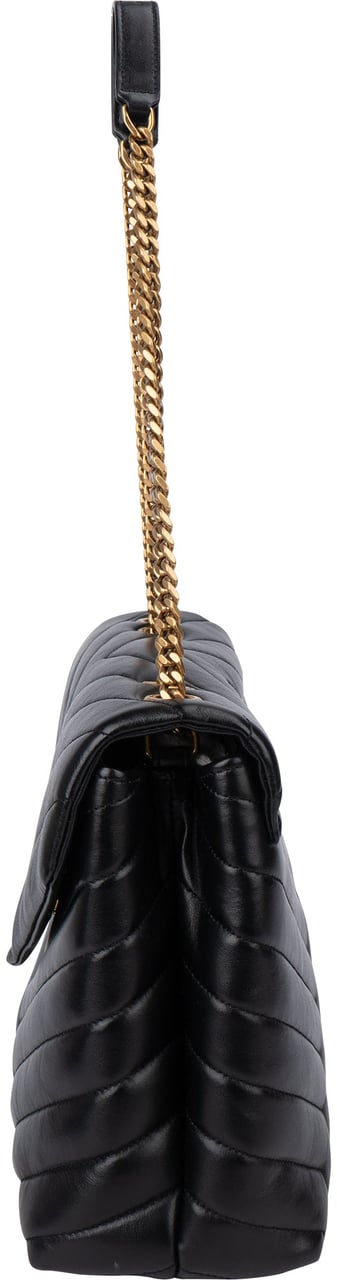 Saint Laurent Saint Laurent Quilted Leather Lou Lou Crossbody Bag Zwart