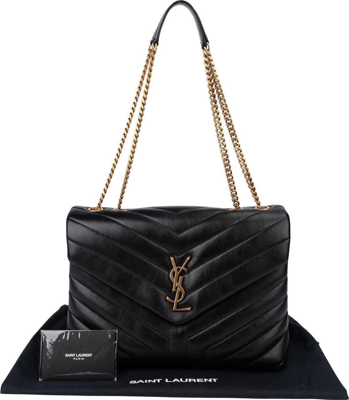 Saint Laurent Saint Laurent Quilted Leather Lou Lou Crossbody Bag Zwart