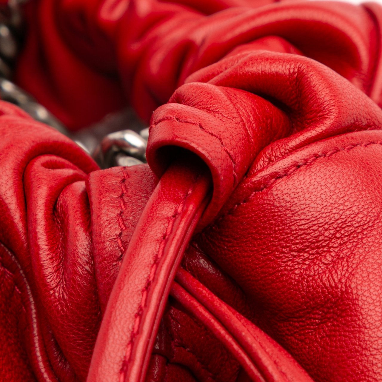 Saint Laurent Lambskin Teddy Drawstring Bucket Bag Rood