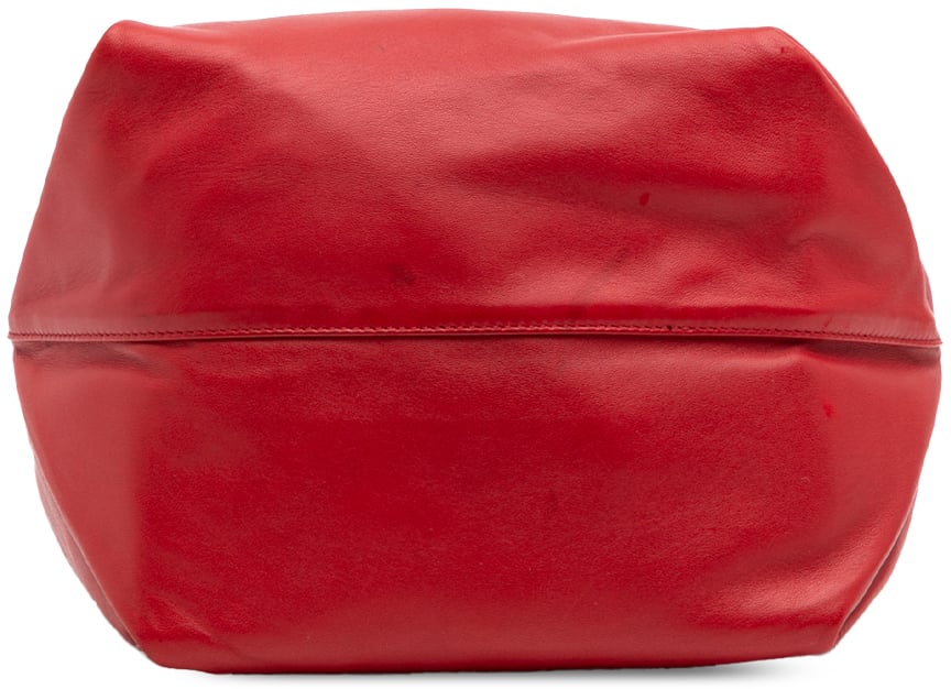 Saint Laurent Lambskin Teddy Drawstring Bucket Bag Rood