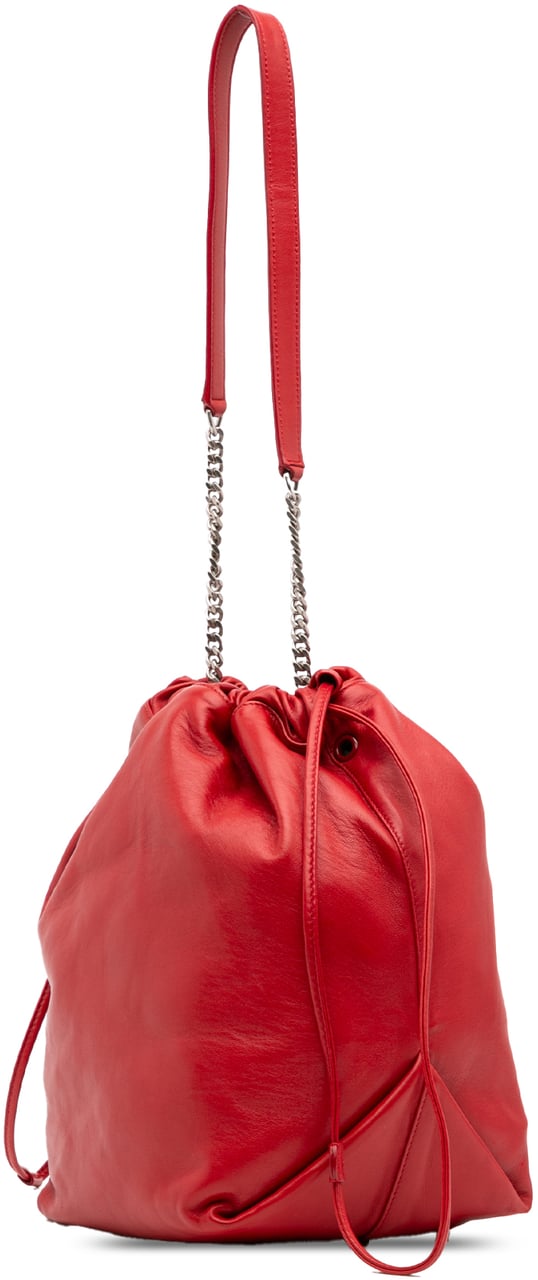 Saint Laurent Lambskin Teddy Drawstring Bucket Bag Rood