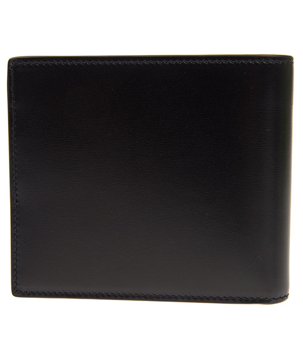 Saint Laurent Compact Calfskin Wallet with Prominent Logo Zwart