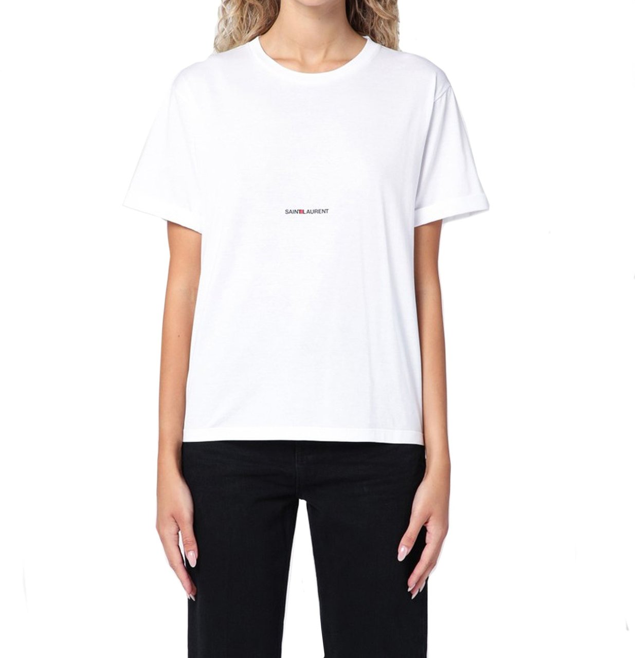 Saint Laurent Saint Laurent Cotton Logo T-Shirt Wit