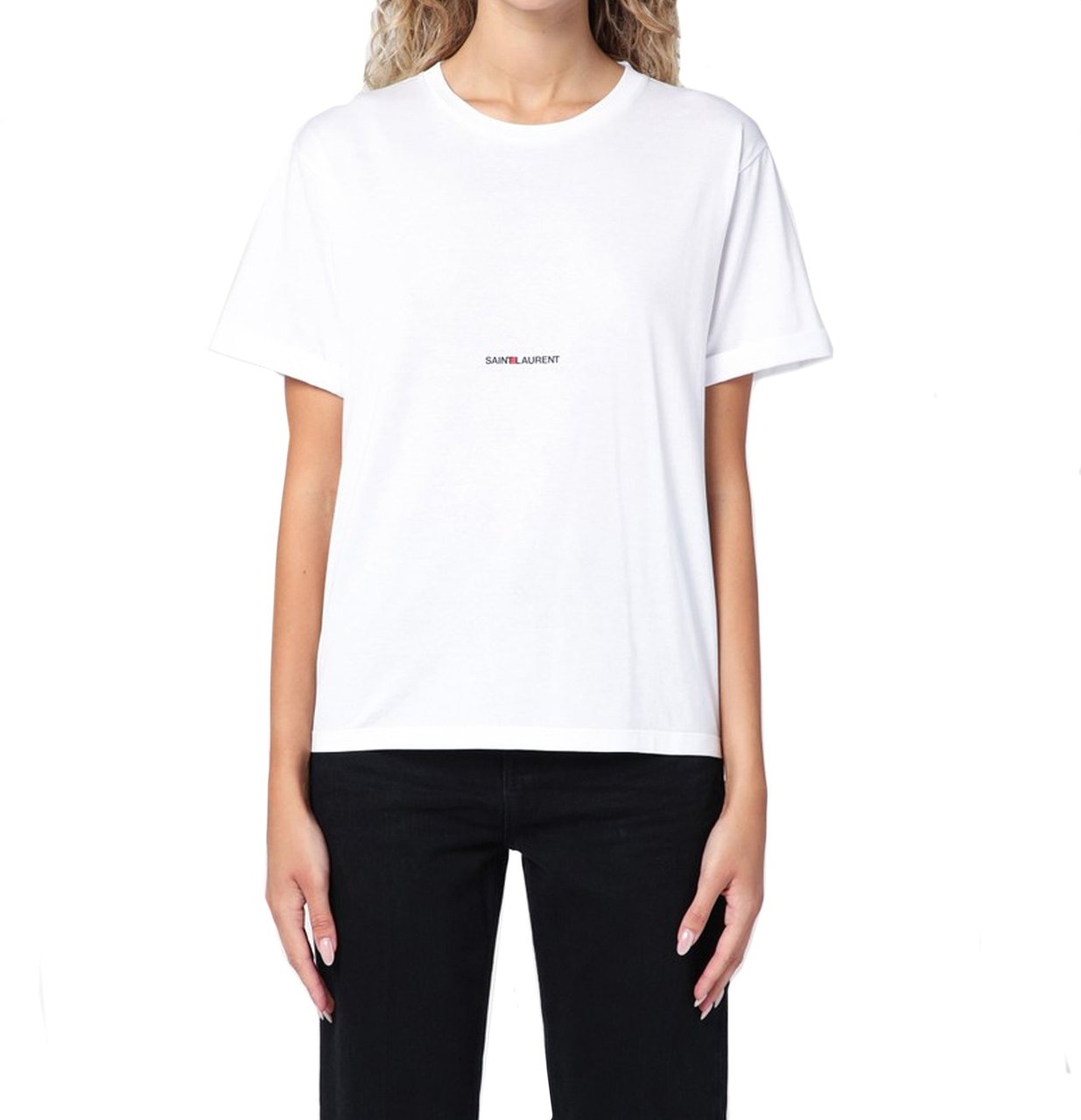 Saint Laurent Saint Laurent Cotton Logo T-Shirt Wit
