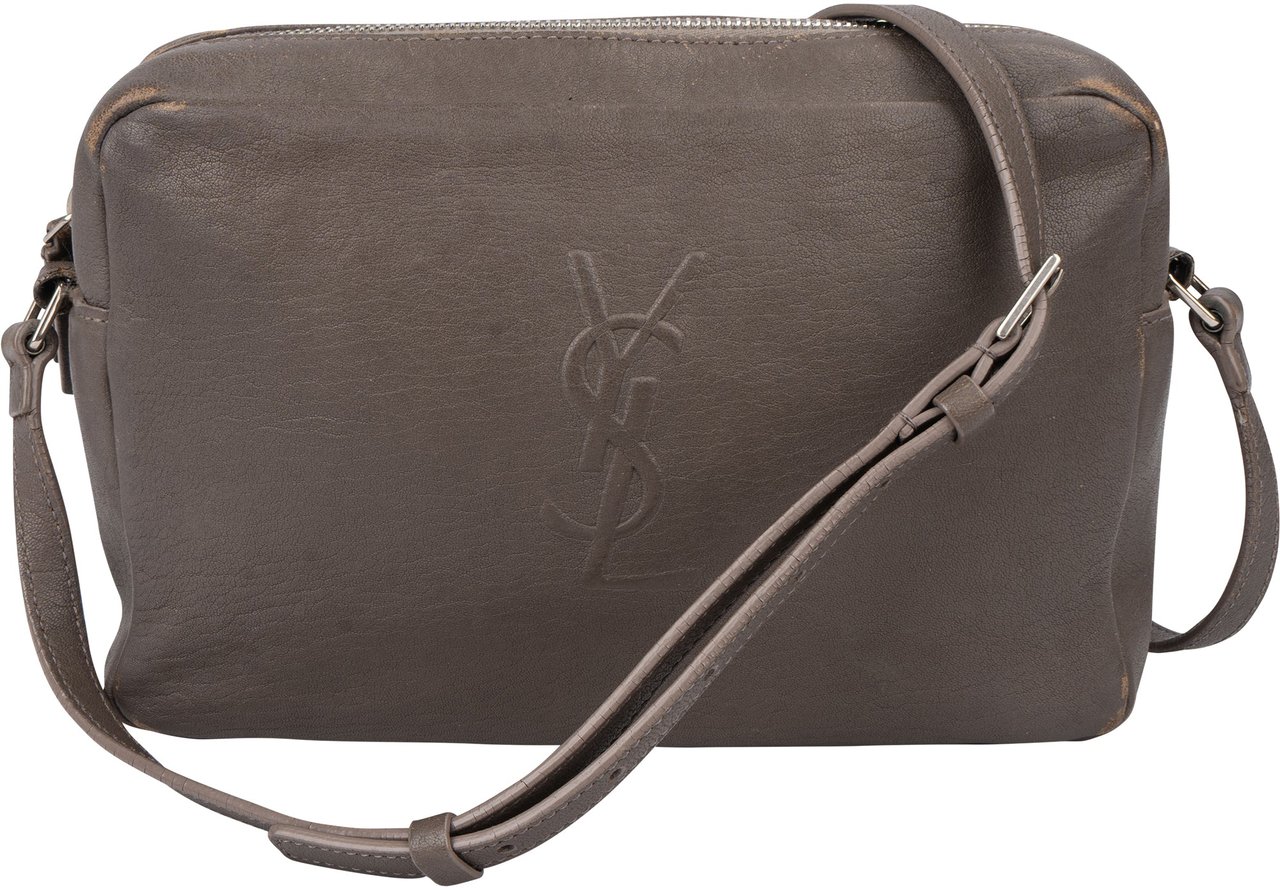 Saint Laurent Saint Laurent Leather Lou Camera Crossbody Bag Donkergrijs