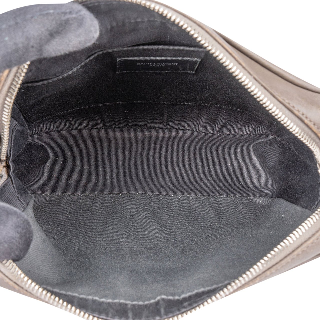 Saint Laurent Saint Laurent Leather Lou Camera Crossbody Bag Donkergrijs