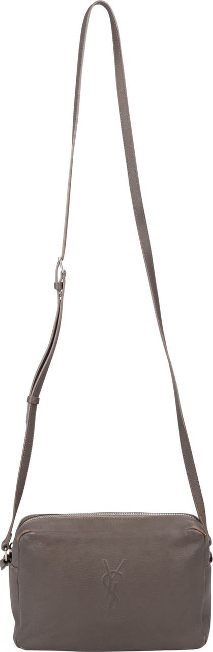 Saint Laurent Saint Laurent Leather Lou Camera Crossbody Bag Donkergrijs
