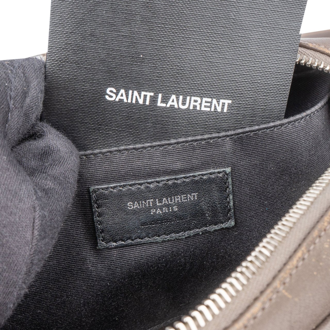 Saint Laurent Saint Laurent Leather Lou Camera Crossbody Bag Donkergrijs