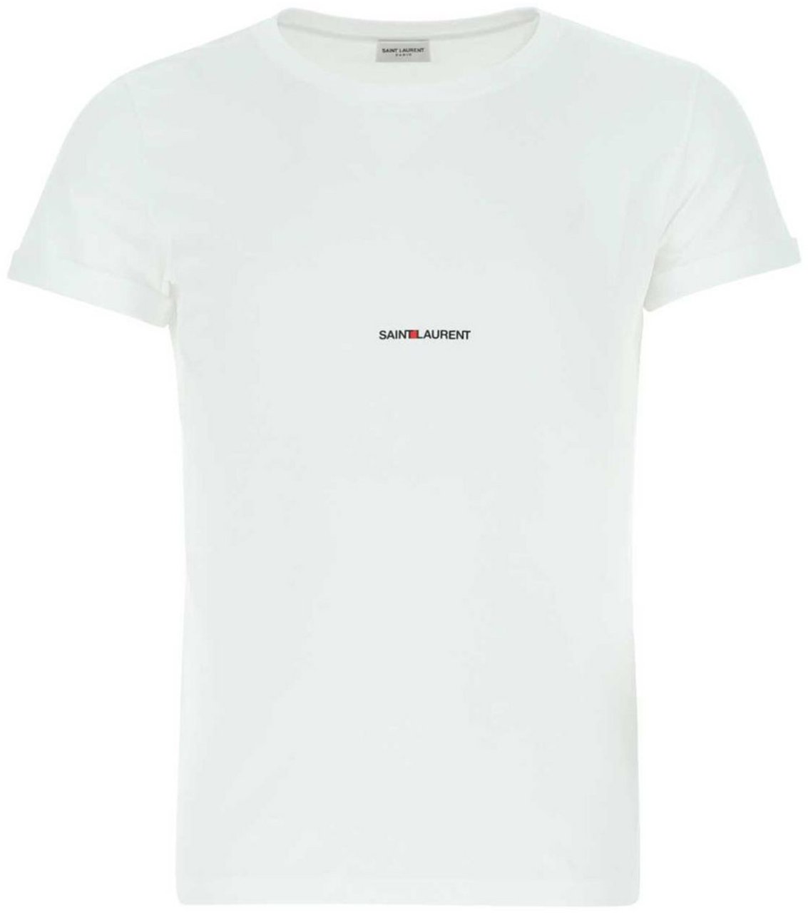 Saint Laurent White Organic Cotton Raw Hem T-Shirt Wit