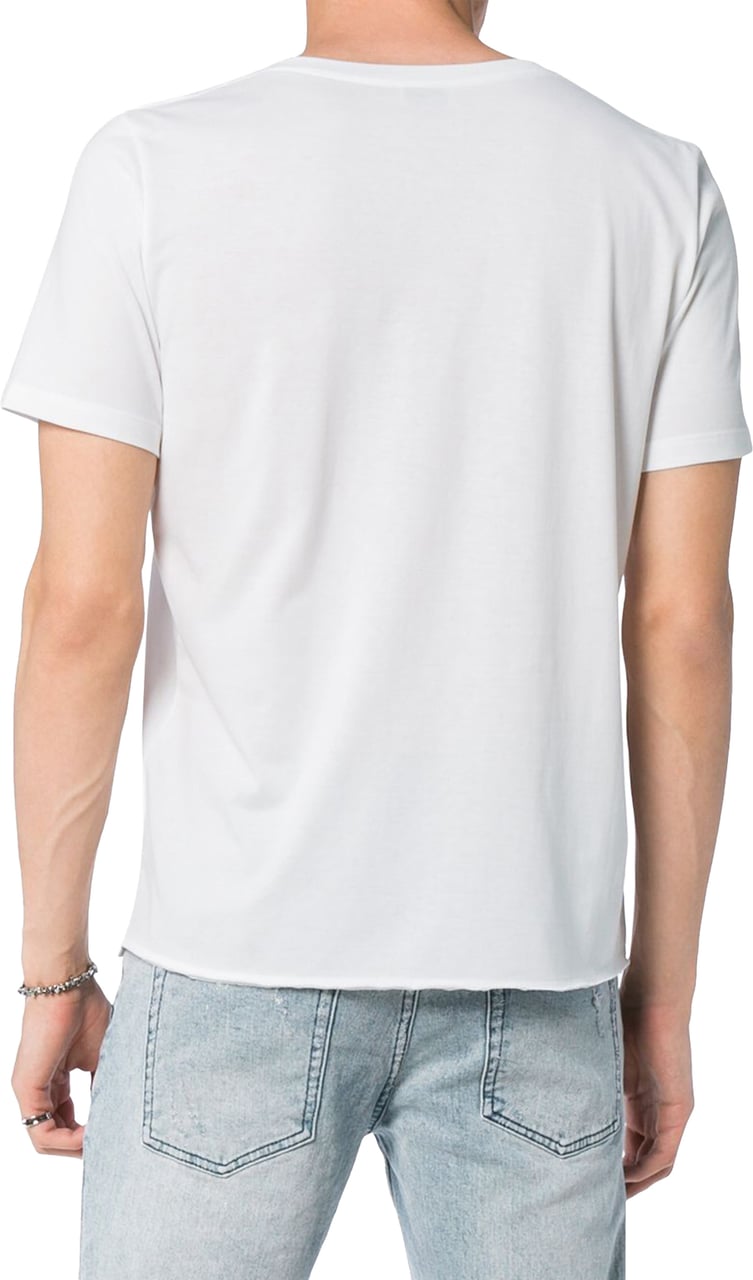 Saint Laurent White Organic Cotton Raw Hem T-Shirt Wit