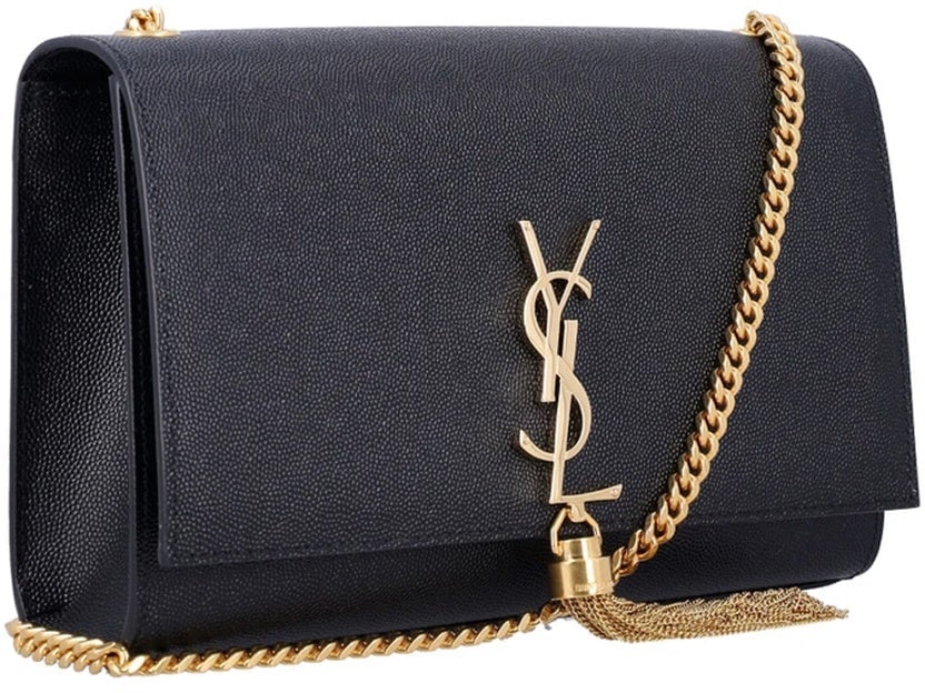 Saint Laurent Kate Small Tassel Grain Leather Napkin Shoulder Bag Zwart