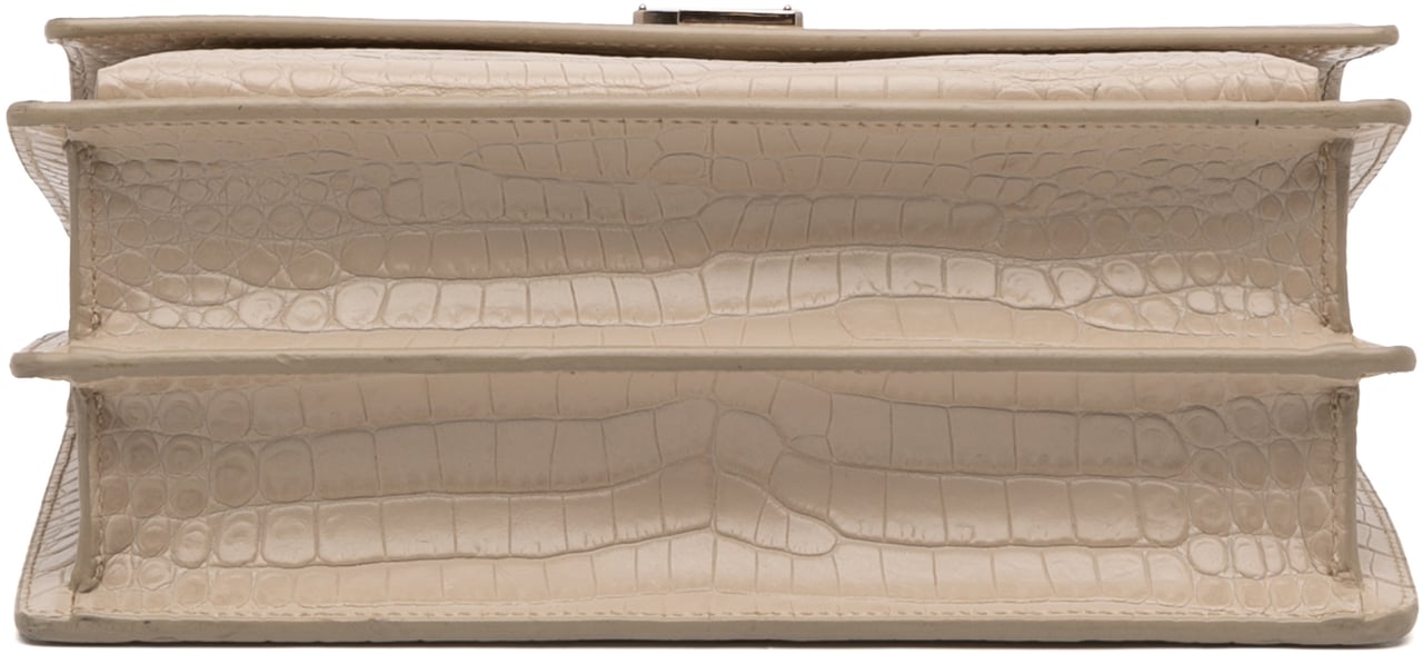 Saint Laurent Medium Croc Embossed Monogram Sunset Bag Bruin