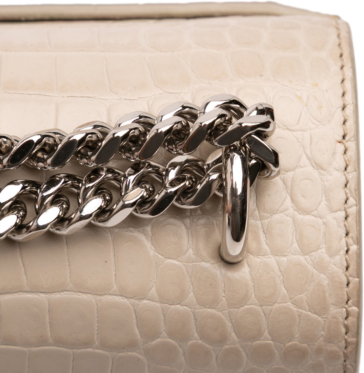 Saint Laurent Medium Croc Embossed Monogram Sunset Bag Bruin