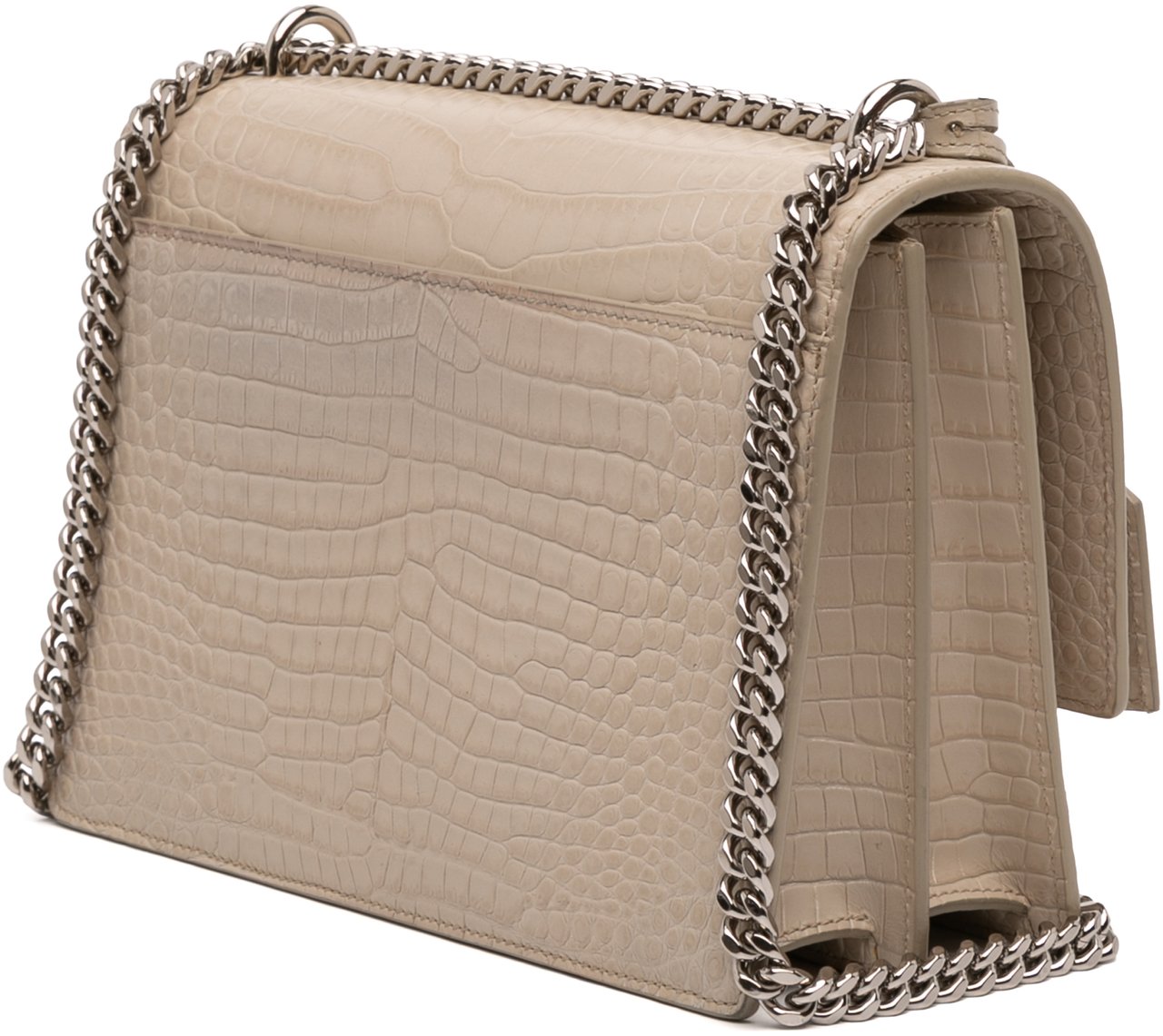 Saint Laurent Medium Croc Embossed Monogram Sunset Bag Bruin