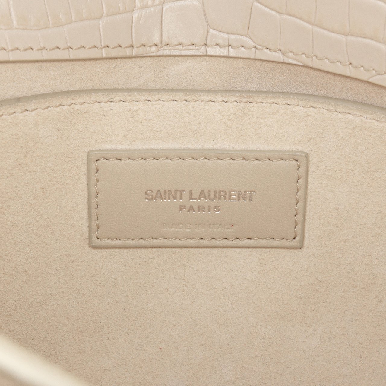 Saint Laurent Medium Croc Embossed Monogram Sunset Bag Bruin