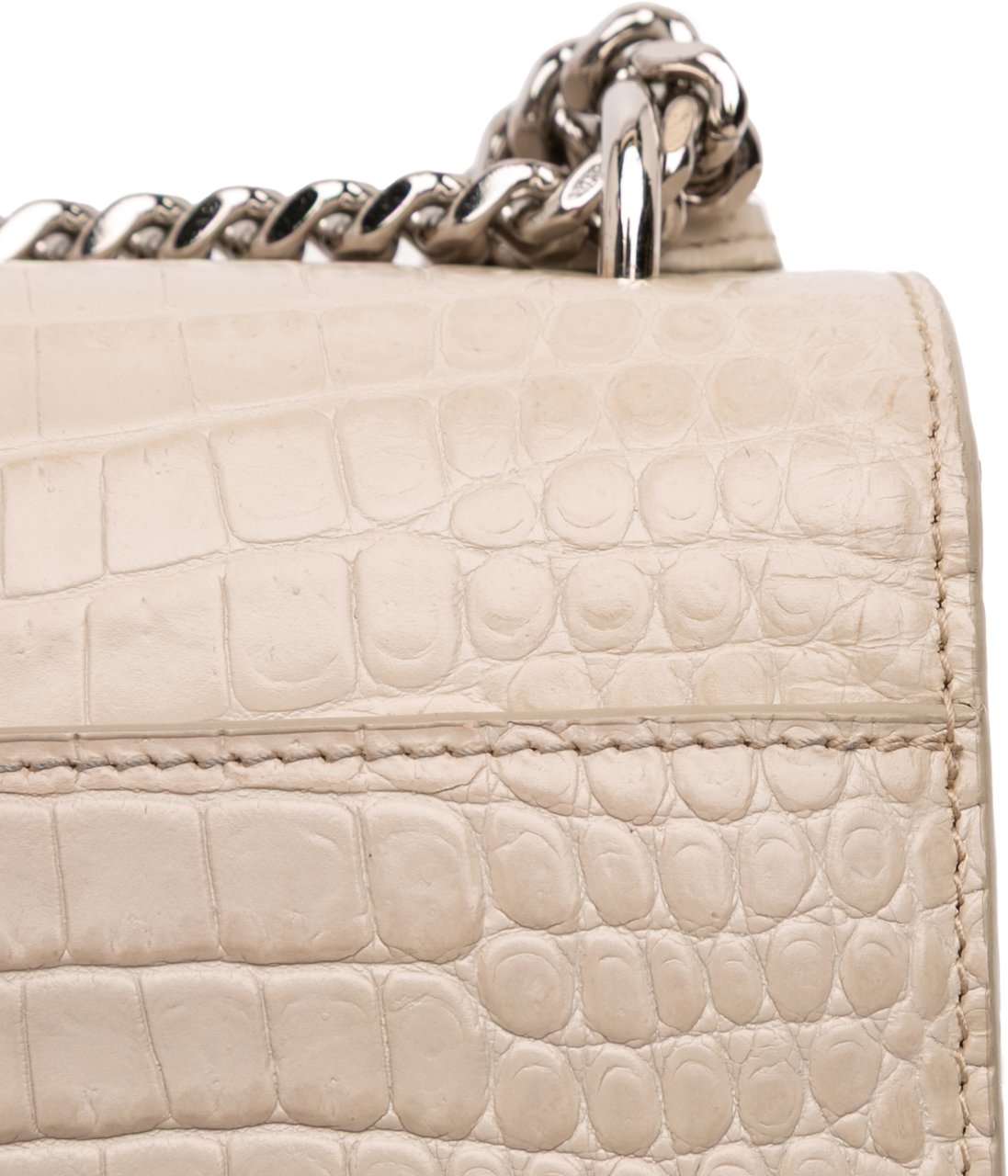 Saint Laurent Medium Croc Embossed Monogram Sunset Bag Bruin