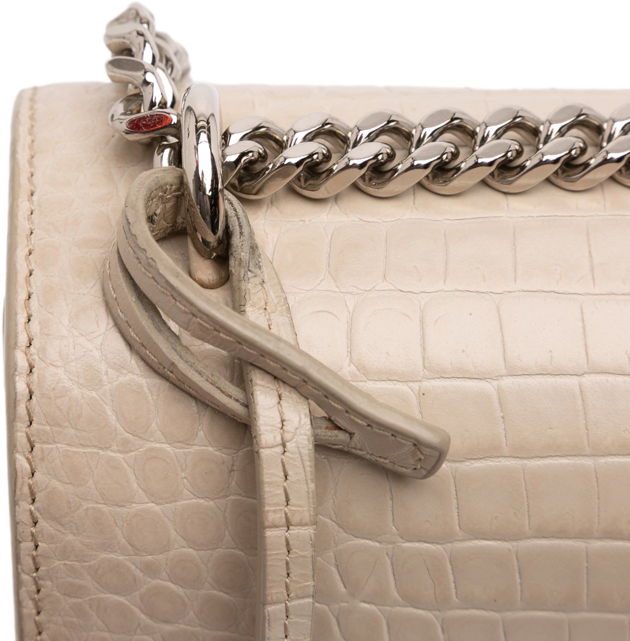 Saint Laurent Medium Croc Embossed Monogram Sunset Bag Bruin