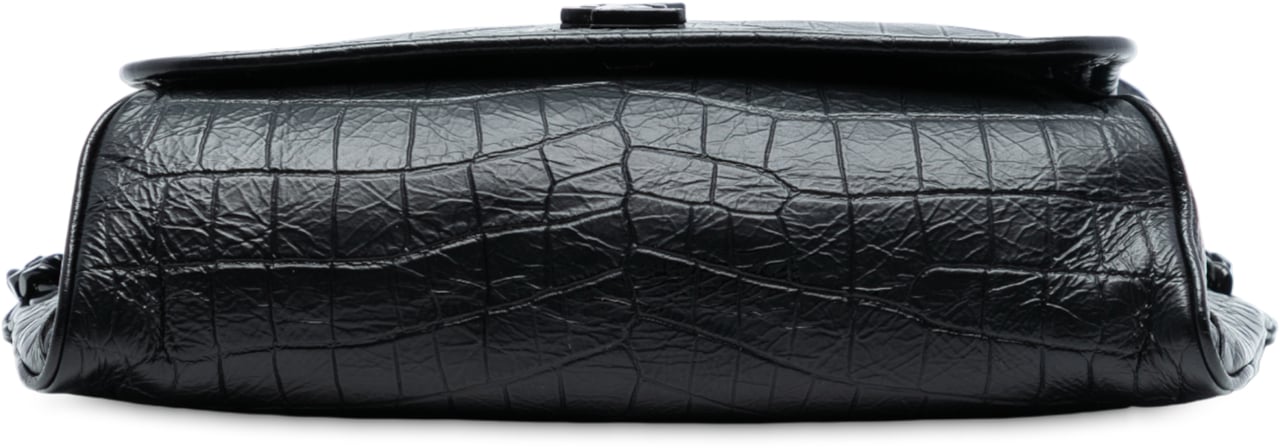 Saint Laurent Croc Embossed Leather Niki Belt Bag Zwart