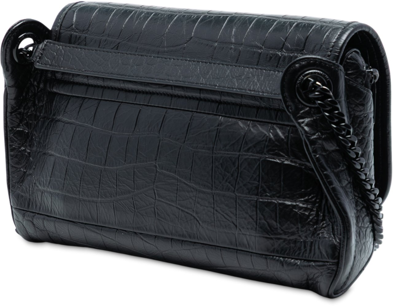 Saint Laurent Croc Embossed Leather Niki Belt Bag Zwart